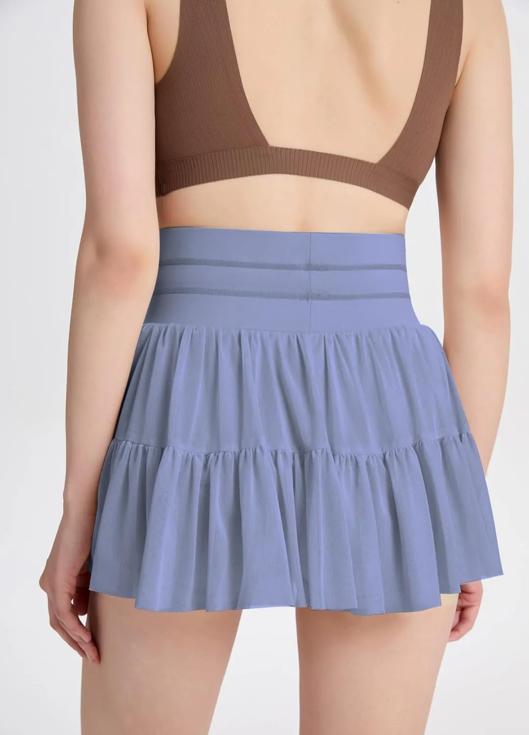 Women's Mini Pleated Skirt High Waisted Ruffle Tennis Skirts Sports Skater Running Skorts with Shorts Pockets