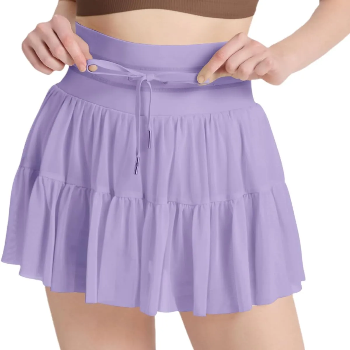 Women's Mini Pleated Skirt High Waisted Ruffle Tennis Skirts Sports Skater Running Skorts with Shorts Pockets
