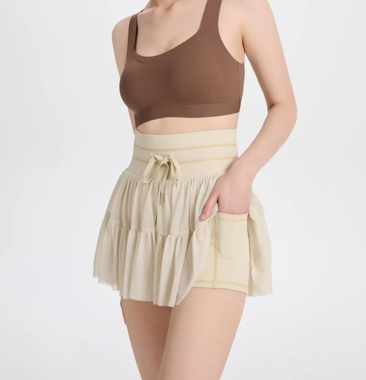 Women's Mini Pleated Skirt High Waisted Ruffle Tennis Skirts Sports Skater Running Skorts with Shorts Pockets