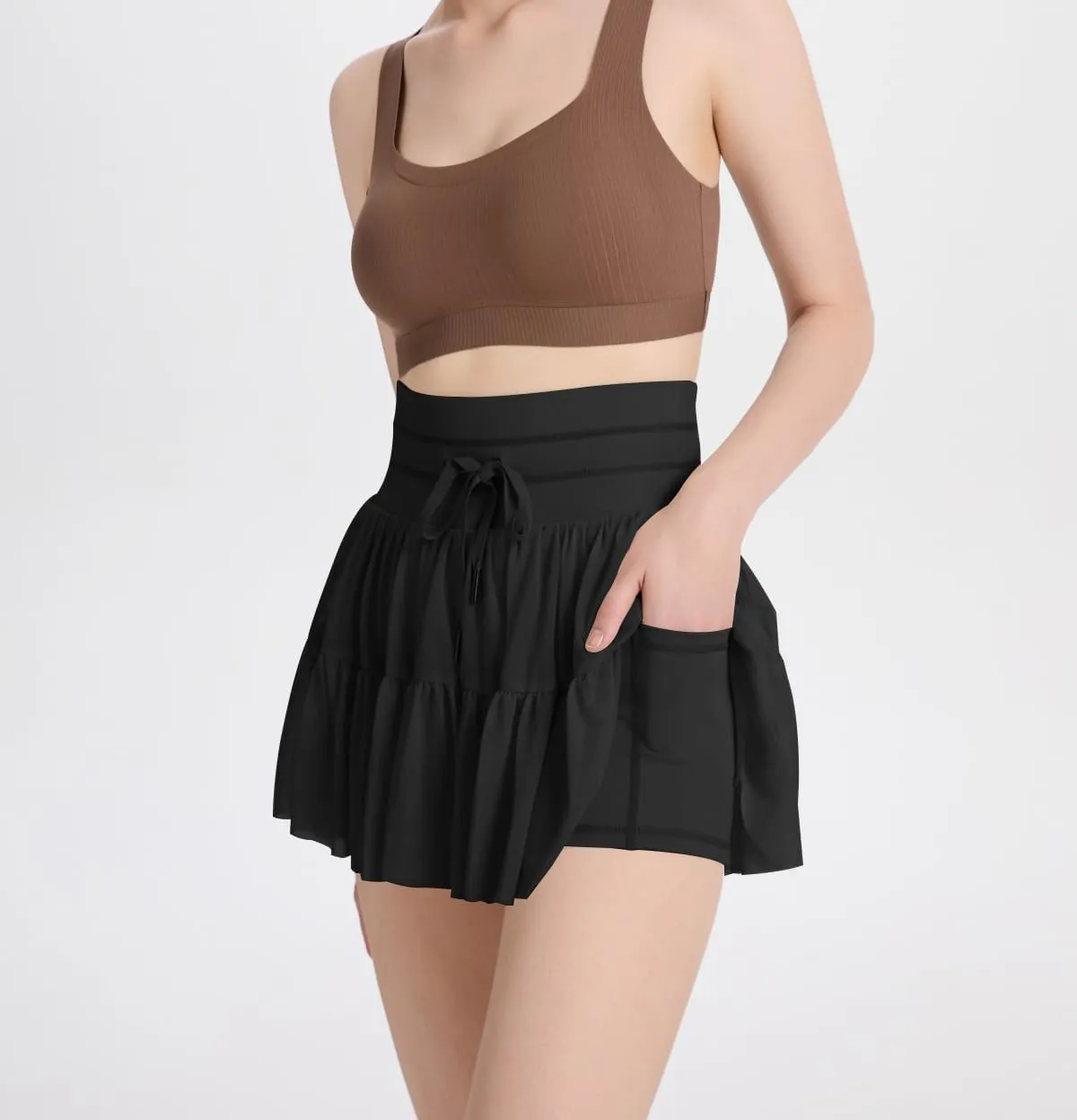 Women's Mini Pleated Skirt High Waisted Ruffle Tennis Skirts Sports Skater Running Skorts with Shorts Pockets