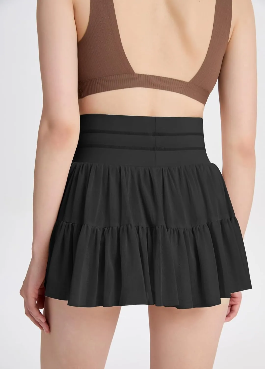 Women's Mini Pleated Skirt High Waisted Ruffle Tennis Skirts Sports Skater Running Skorts with Shorts Pockets