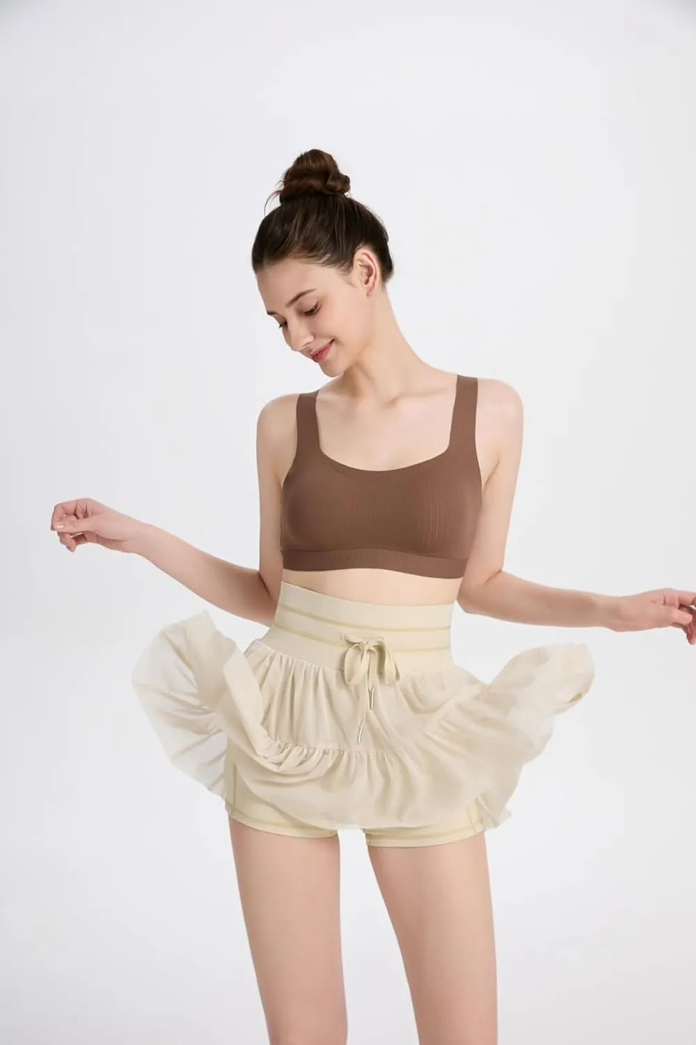 Women's Mini Pleated Skirt High Waisted Ruffle Tennis Skirts Sports Skater Running Skorts with Shorts Pockets