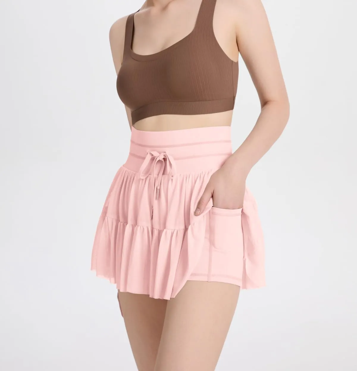 Women's Mini Pleated Skirt High Waisted Ruffle Tennis Skirts Sports Skater Running Skorts with Shorts Pockets