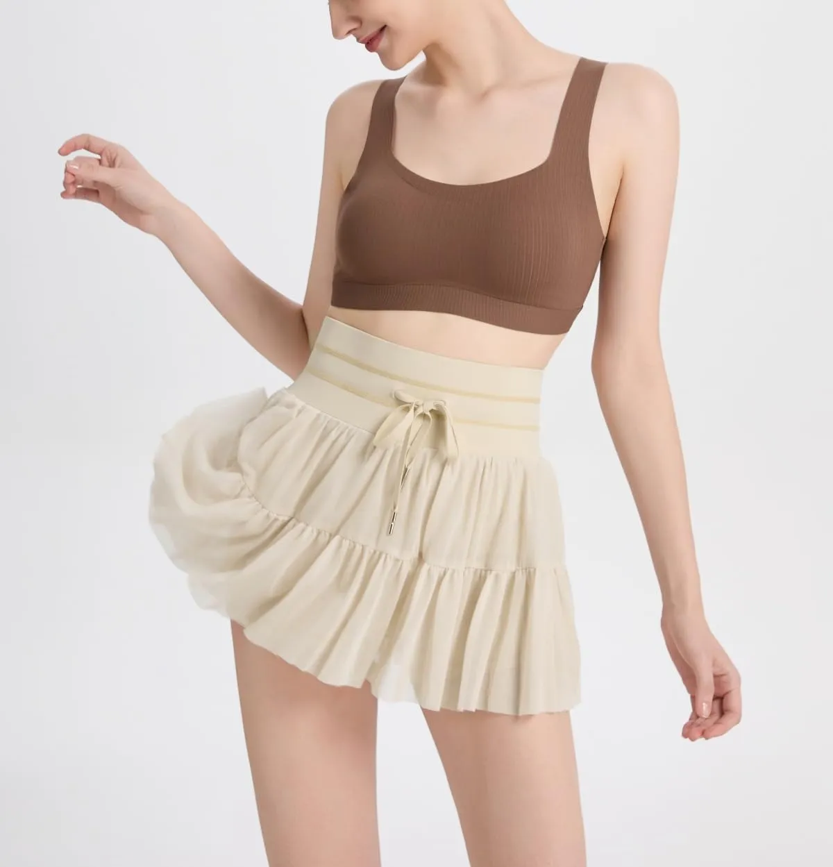 Women's Mini Pleated Skirt High Waisted Ruffle Tennis Skirts Sports Skater Running Skorts with Shorts Pockets