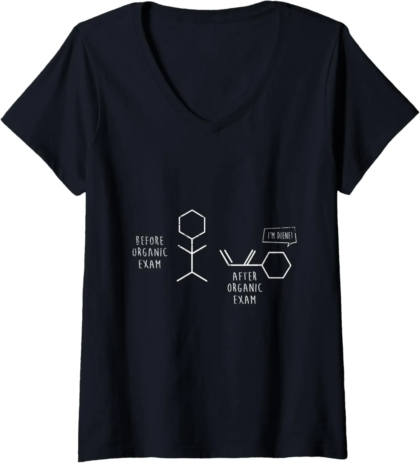 Womens Organic Exam Before And After Chemistry V-Neck T-Shirt