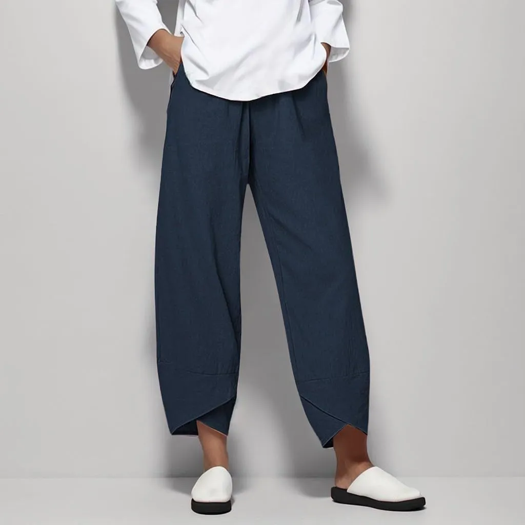 Womens Plaid Pants Cotton Palazzo Pants Wide Leg Long Pant Trousers with Pocket 2025 Beach Travel Vacation Outfits