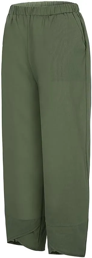Womens Plaid Pants Cotton Palazzo Pants Wide Leg Long Pant Trousers with Pocket 2025 Beach Travel Vacation Outfits