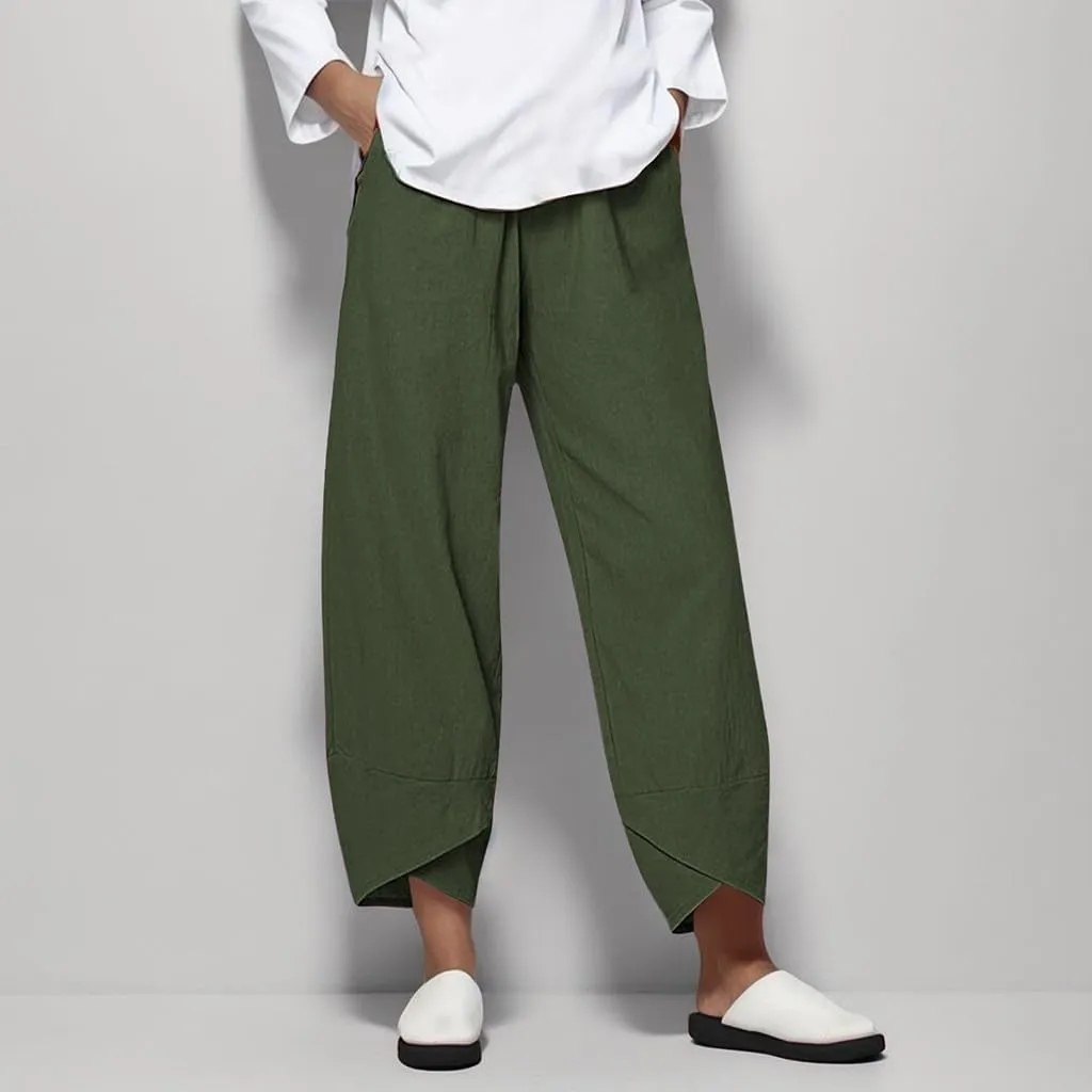 Womens Plaid Pants Cotton Palazzo Pants Wide Leg Long Pant Trousers with Pocket 2025 Beach Travel Vacation Outfits