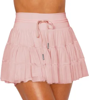 Women's Pleated Skirt High Waisted Ruffle Tennis Skirts Sports Skater Running Skorts with Shorts Pockets