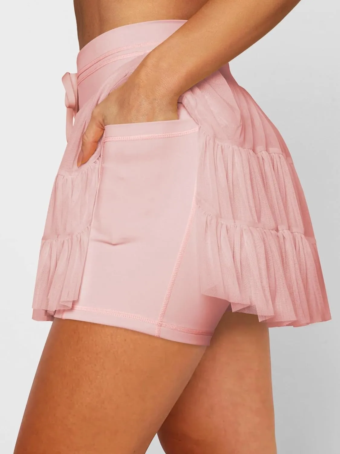 Women's Pleated Skirt High Waisted Ruffle Tennis Skirts Sports Skater Running Skorts with Shorts Pockets