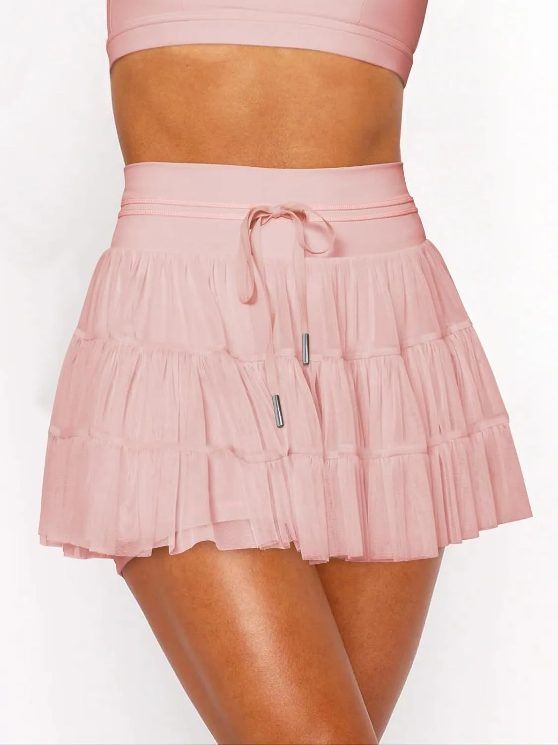 Women's Pleated Skirt High Waisted Ruffle Tennis Skirts Sports Skater Running Skorts with Shorts Pockets