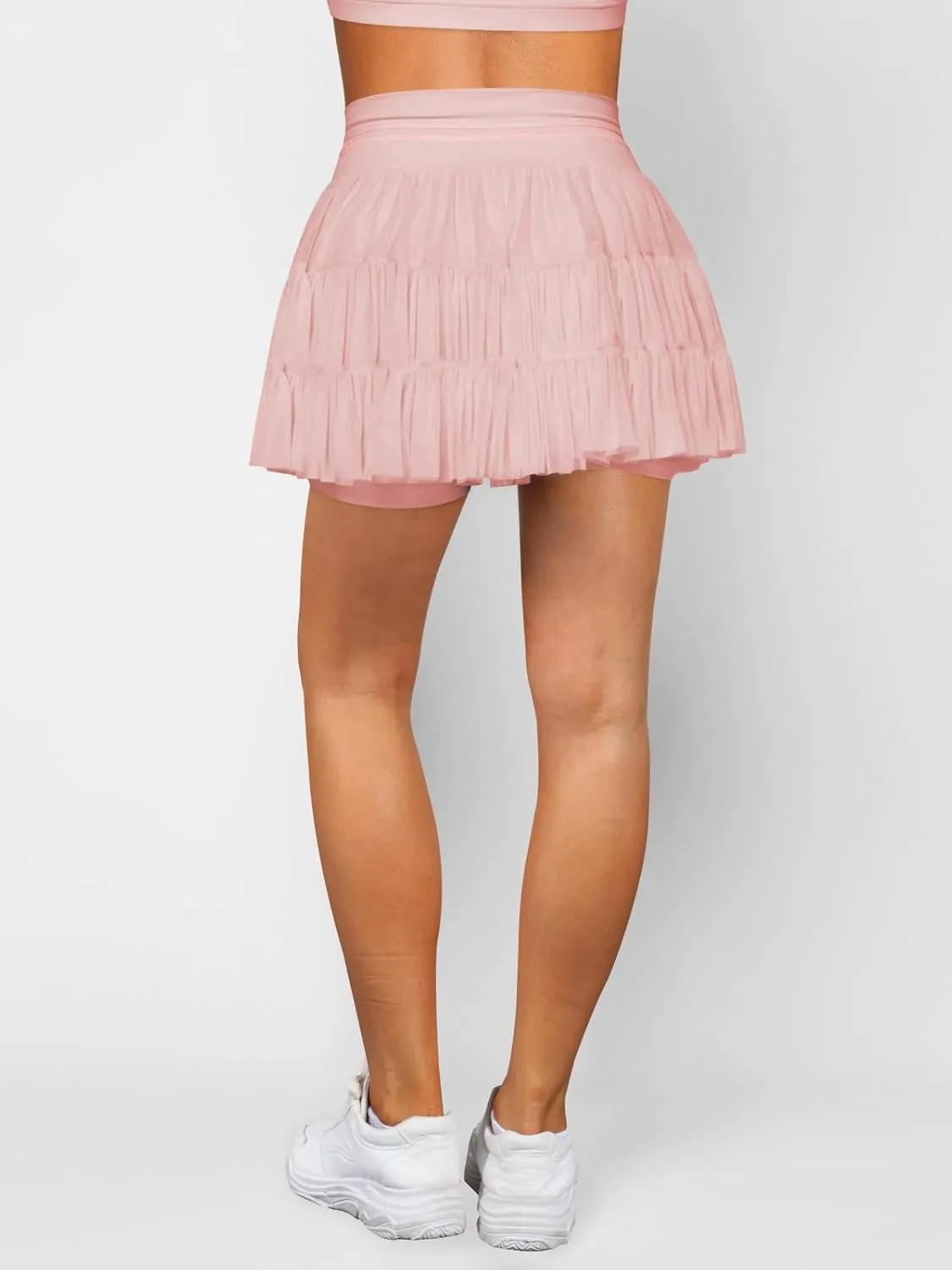 Women's Pleated Skirt High Waisted Ruffle Tennis Skirts Sports Skater Running Skorts with Shorts Pockets