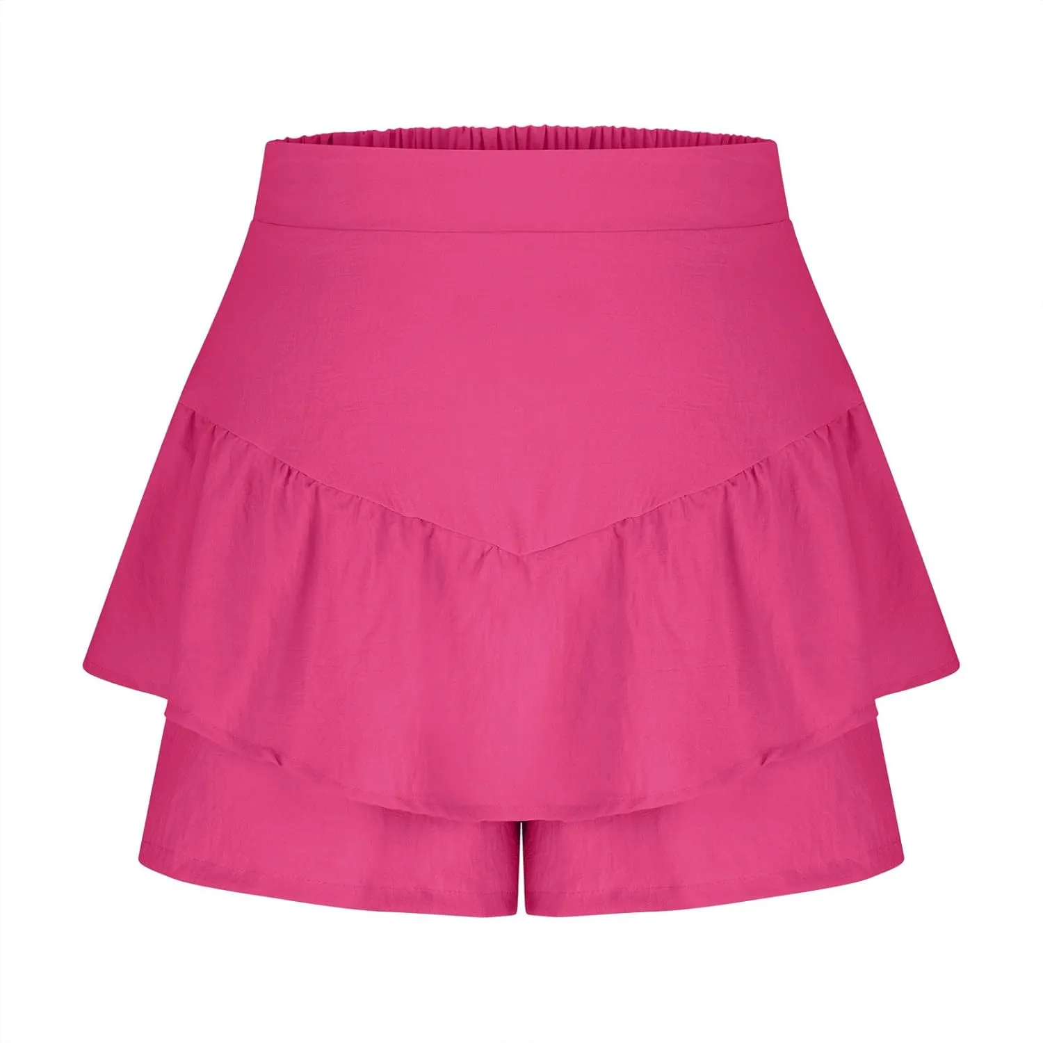 Womens Ruffle Skorts Casual Trendy High Waisted Skirts Inner Shorts Summer Solid Pleated Short Pants Lounge Clothes