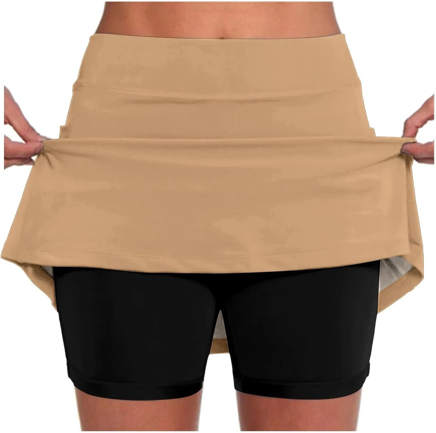 Womens Skorts with Pockets, Tummy Control High Waisted Athletic Sports Shorts Skirts Solid Tennis Yoga Gym Culottes