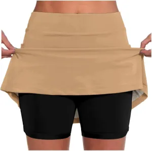 Womens Skorts with Pockets, Tummy Control High Waisted Athletic Sports Shorts Skirts Solid Tennis Yoga Gym Culottes