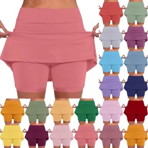 Womens Summer Skorts with Pockets Tummy Control Plus Size Skorts Womens High Waist Athletic Sports Skirt Casual Shorts