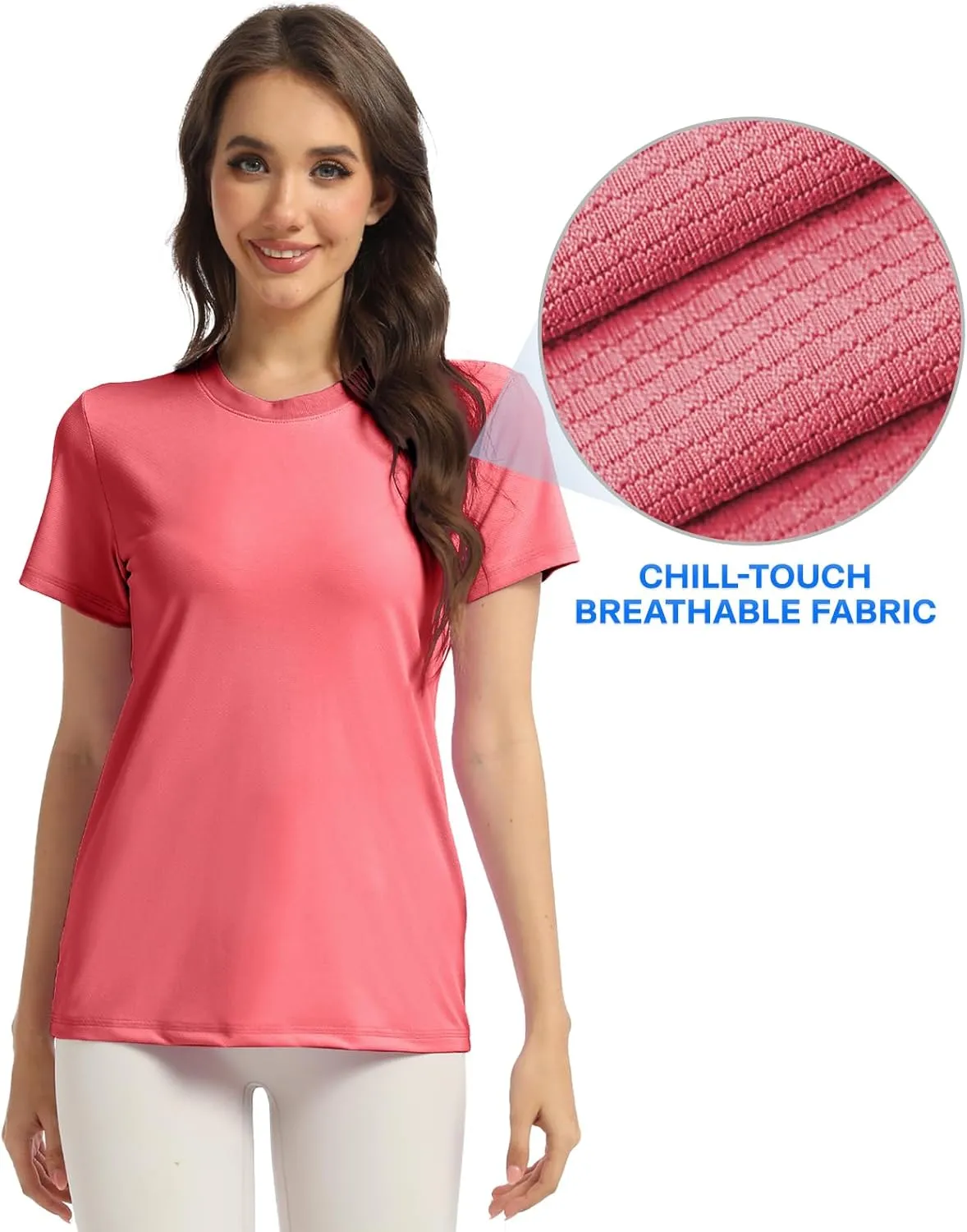 Women's T-Shirts Crew Neck Short Sleeve Summer Top Basic Tee Cassic Fit Gym Shirt for Casual Workout Yoga