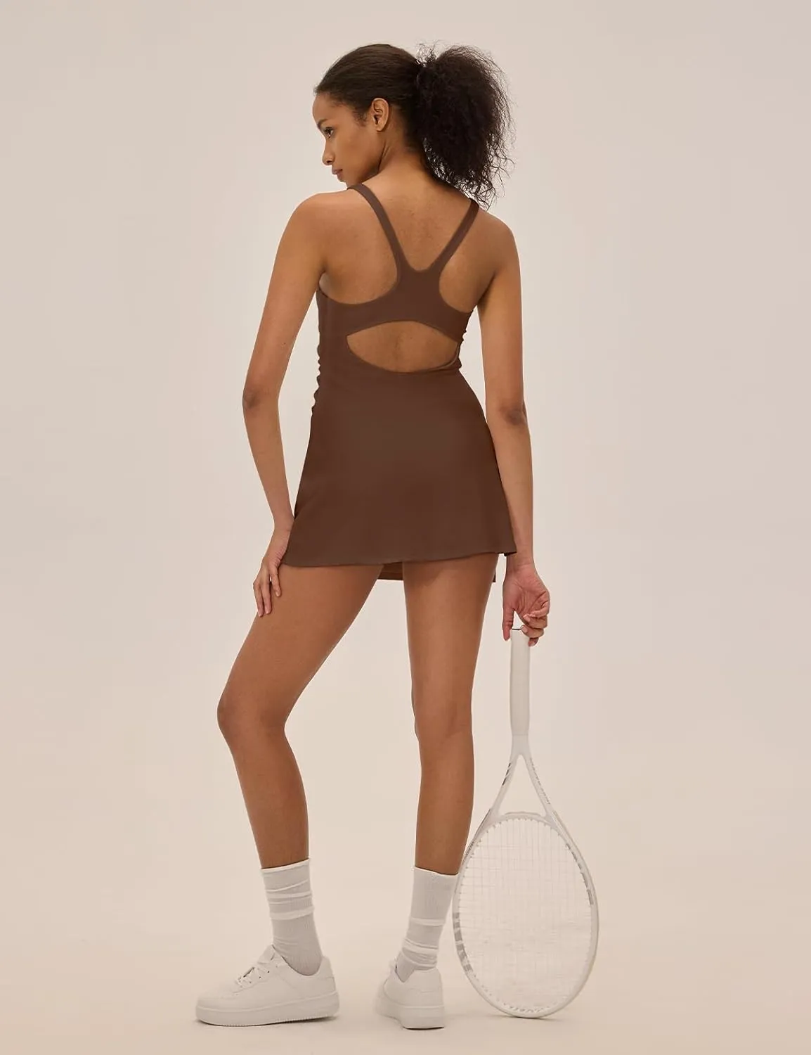 Womens Tennis Dress with Built in Shorts Square Neck Racerback Athletic Dress Workout Golf