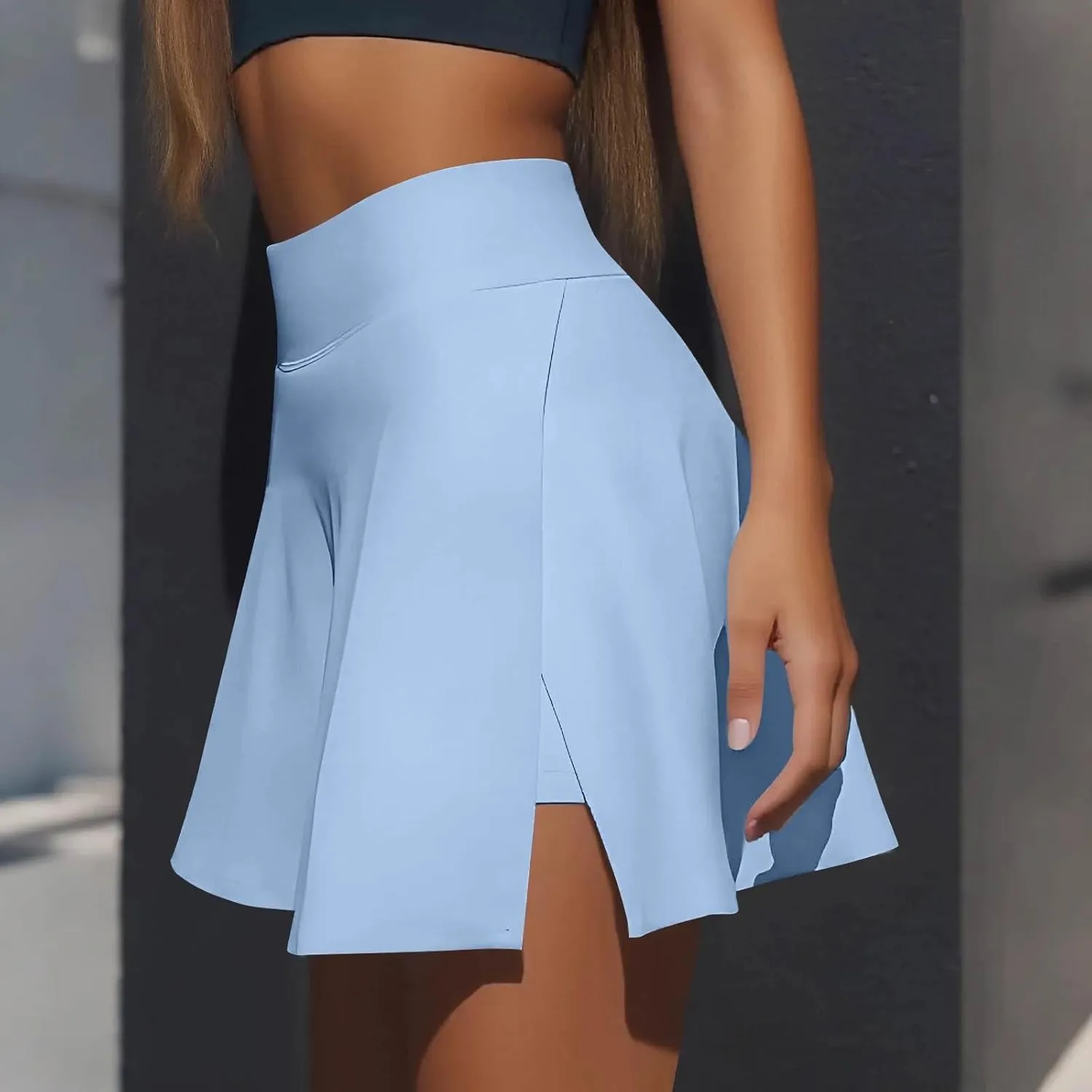Womens Tennis Skirt High Waisted Tummy Control Mini Athletic Skorts with Pockets Casual Flowy Side Slit Golf Skirts