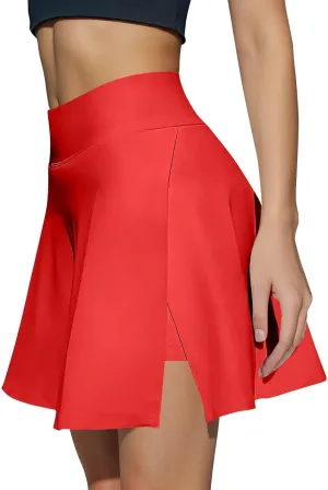 Womens Tennis Skirt High Waisted Tummy Control Mini Athletic Skorts with Pockets Casual Flowy Side Slit Golf Skirts