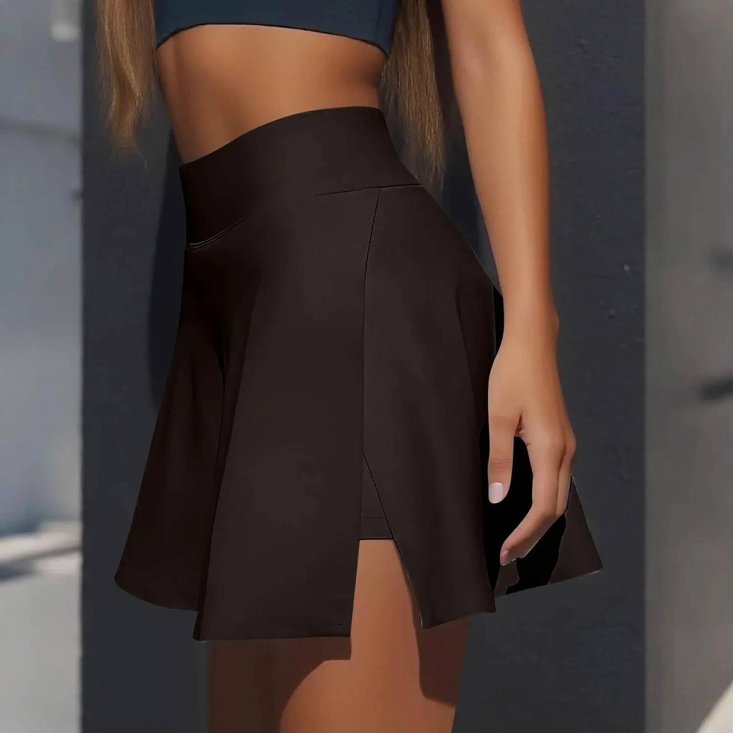 Womens Tennis Skirt High Waisted Tummy Control Mini Athletic Skorts with Pockets Casual Flowy Side Slit Golf Skirts