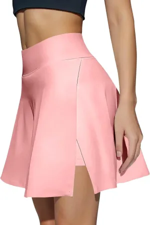 Womens Tennis Skirt High Waisted Tummy Control Mini Athletic Skorts with Pockets Casual Flowy Side Slit Golf Skirts