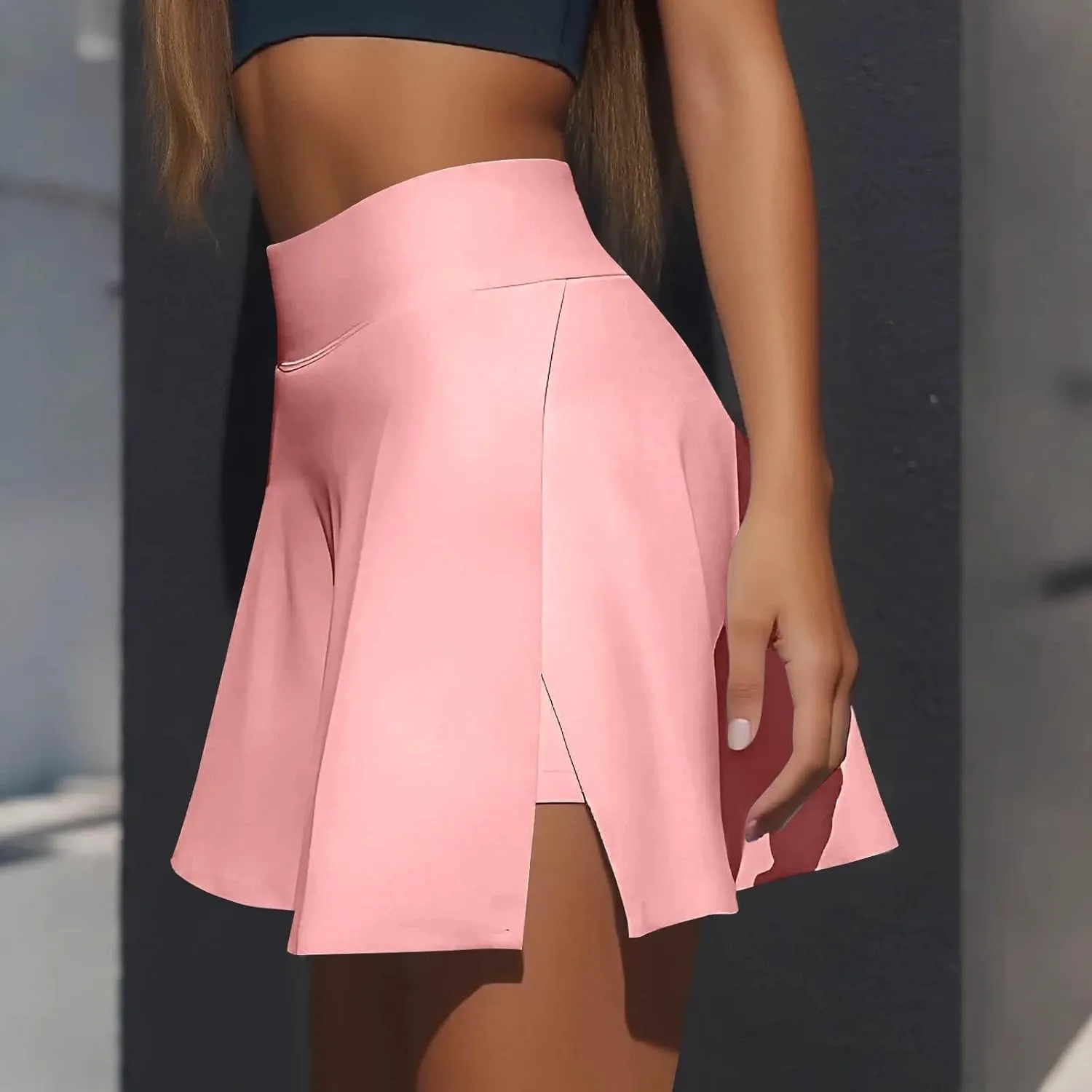 Womens Tennis Skirt High Waisted Tummy Control Mini Athletic Skorts with Pockets Casual Flowy Side Slit Golf Skirts