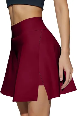 Womens Tennis Skirt High Waisted Tummy Control Mini Athletic Skorts with Pockets Casual Flowy Side Slit Golf Skirts