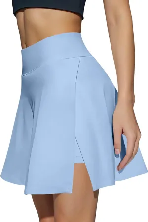 Womens Tennis Skirt High Waisted Tummy Control Mini Athletic Skorts with Pockets Casual Flowy Side Slit Golf Skirts