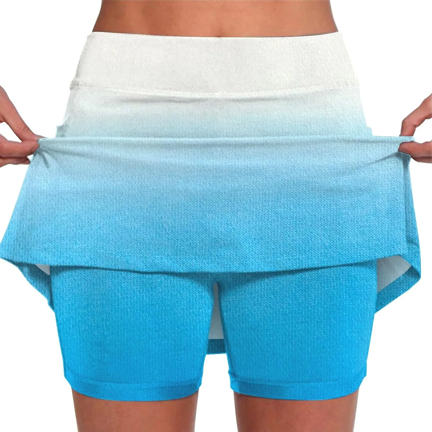 Women's Tennis Skirts 2 in 1 Athletic Tie-Dye High Waisted Stretchy Tennis Skort A-line Casual Y2K Summer Workout Golf Shorts