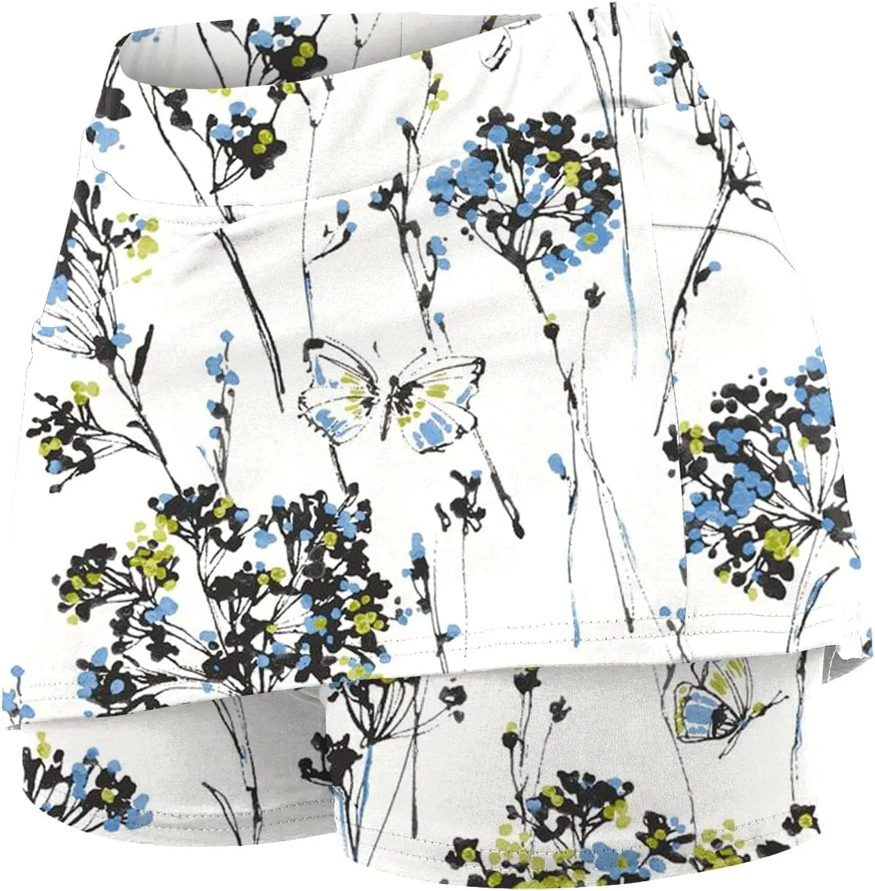 Womens Tennis Skirts with Pockets Tummy Control Floral Print Mini Skirt Workout Running Athletic Sports Golf Skorts Plus Size