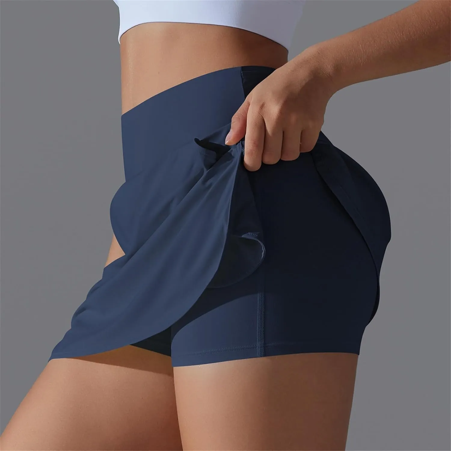 Womens Tennis Skorts Casual Trendy Skirt with Built-in Shorts Slimming Solid Golf Yoga Skort Summer Athletic Outfit