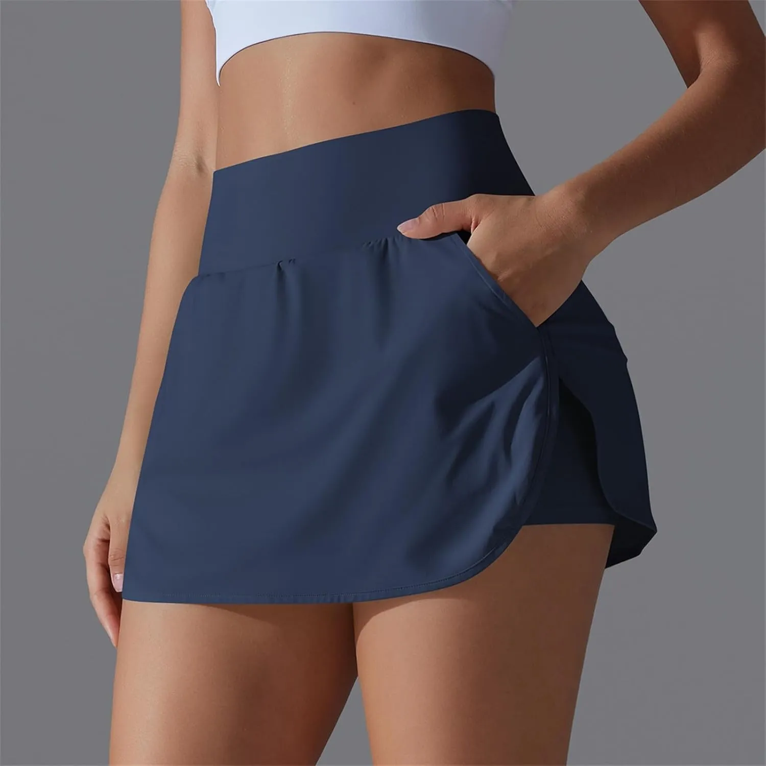 Womens Tennis Skorts Casual Trendy Skirt with Built-in Shorts Slimming Solid Golf Yoga Skort Summer Athletic Outfit
