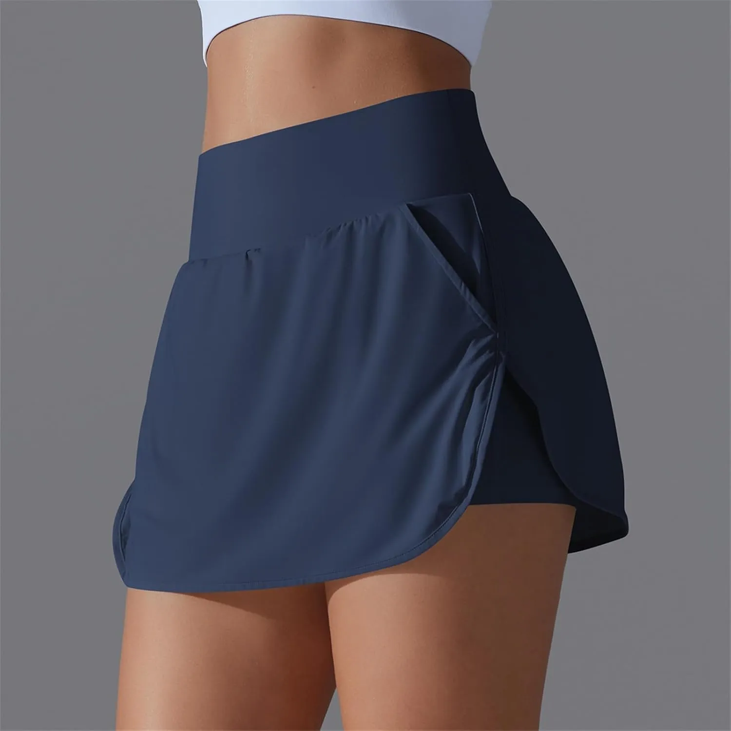 Womens Tennis Skorts Casual Trendy Skirt with Built-in Shorts Slimming Solid Golf Yoga Skort Summer Athletic Outfit