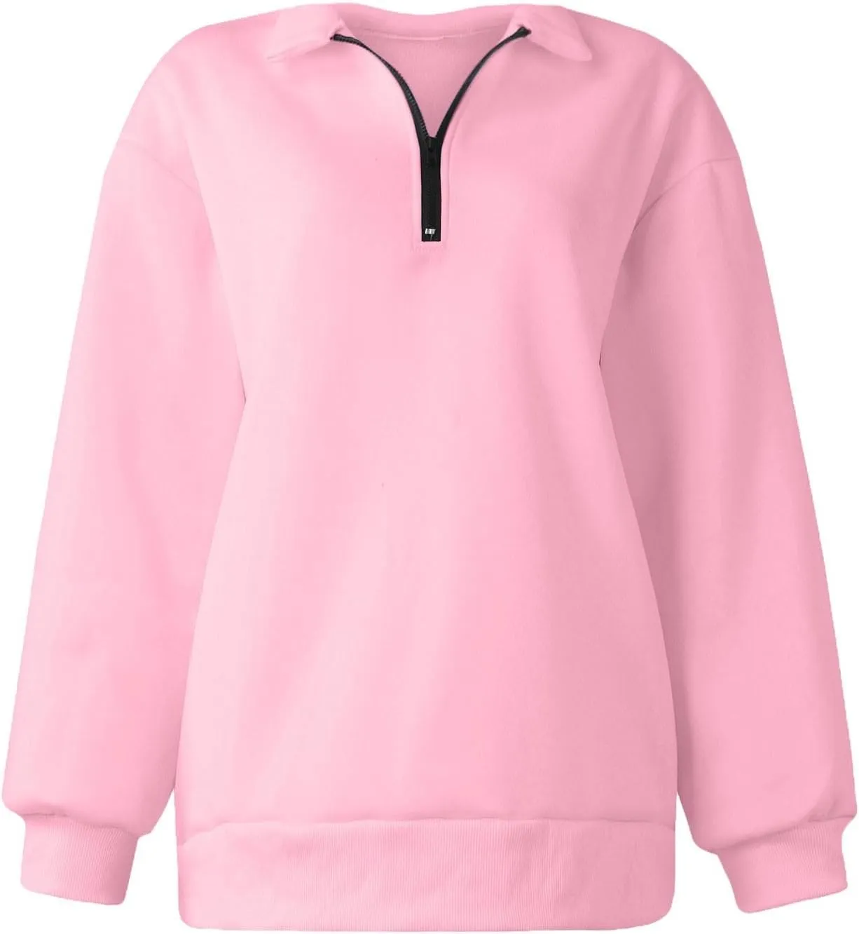 Womens Tops Long Sleeve Half Zip Sweatshirts Solid Color Lapel Pullover Casual Fashion Blouse Trendy Loose Fit Tops
