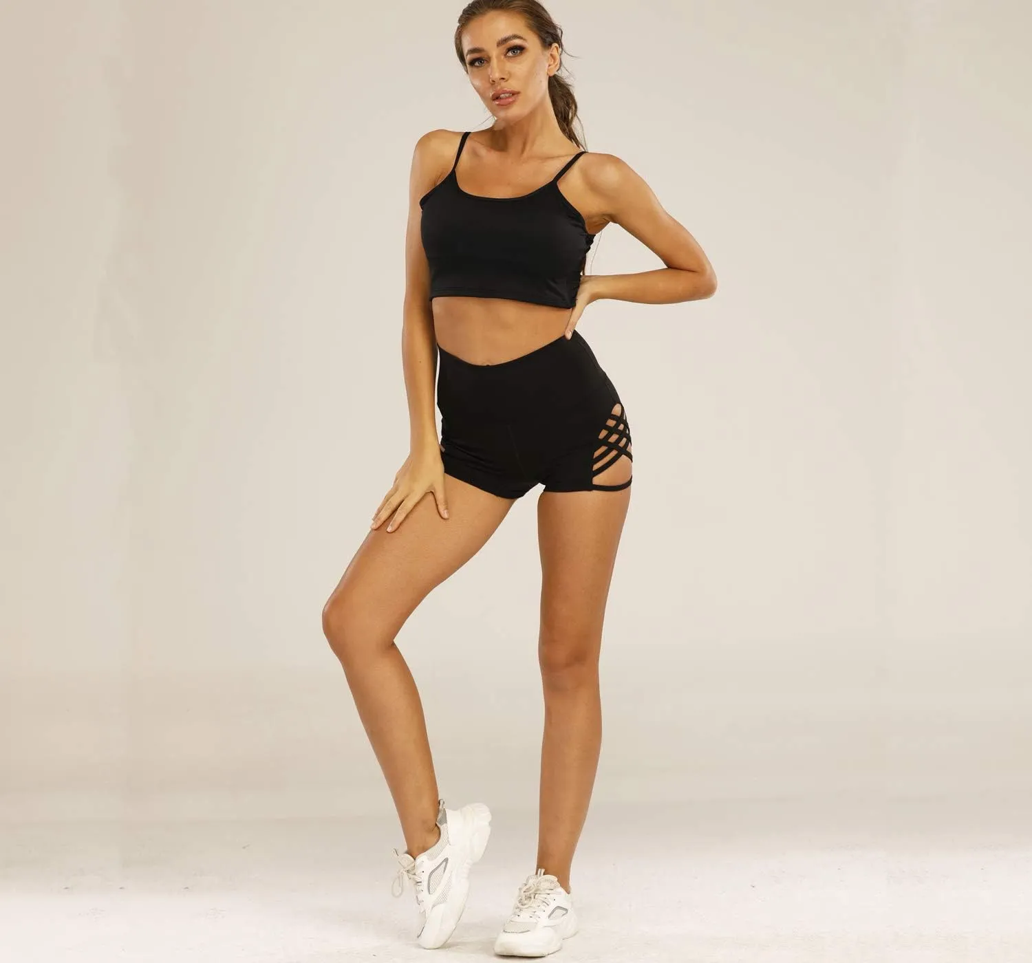 Women's Workout Athletic High Waisted Butt Lifting Bandage Sports Gym Yoga Booty Shorts