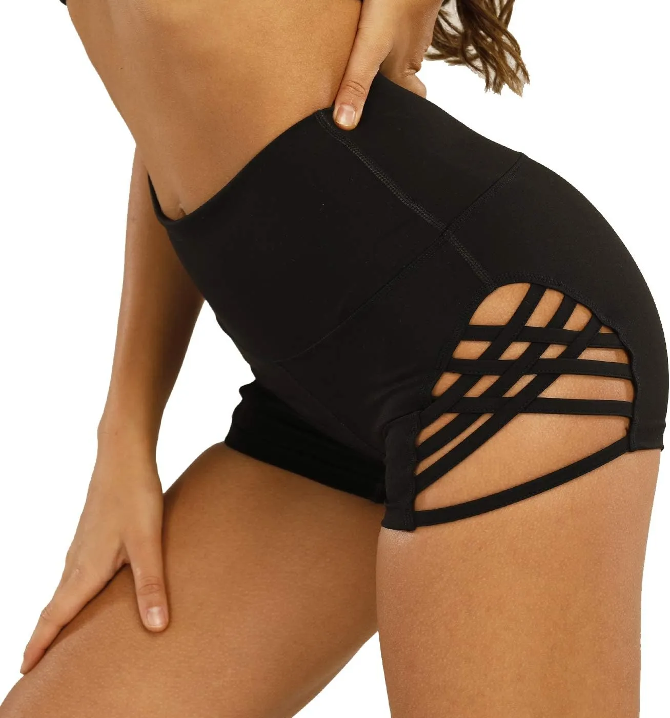 Women's Workout Athletic High Waisted Butt Lifting Bandage Sports Gym Yoga Booty Shorts