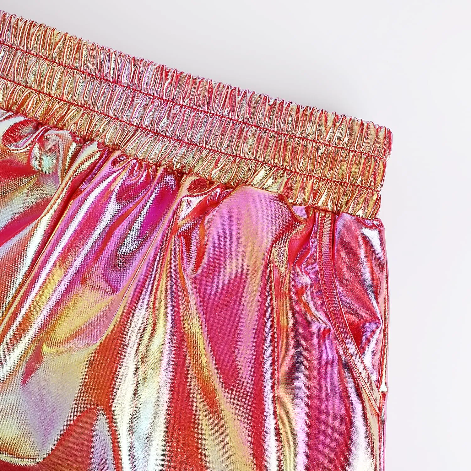 Women's Yoga Hot Shorts Elastic Waist Shiny Metallic Short Pants