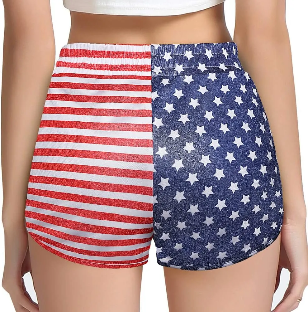 Women's Yoga Hot Shorts Elastic Waist Shiny Metallic Short Pants