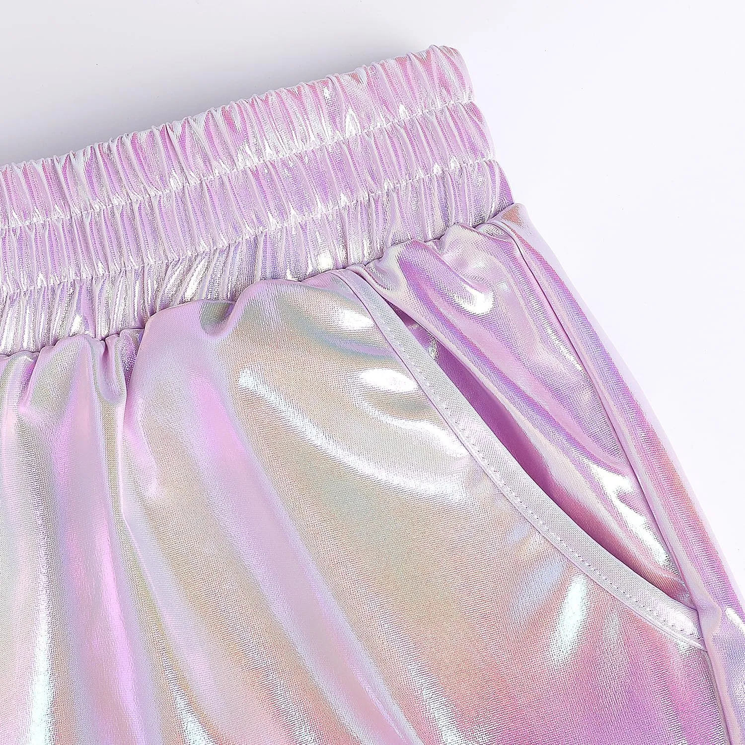 Women's Yoga Hot Shorts Elastic Waist Shiny Metallic Short Pants