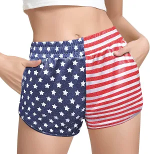 Women's Yoga Hot Shorts Elastic Waist Shiny Metallic Short Pants