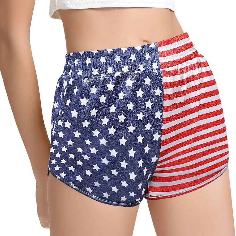 Women's Yoga Hot Shorts Elastic Waist Shiny Metallic Short Pants