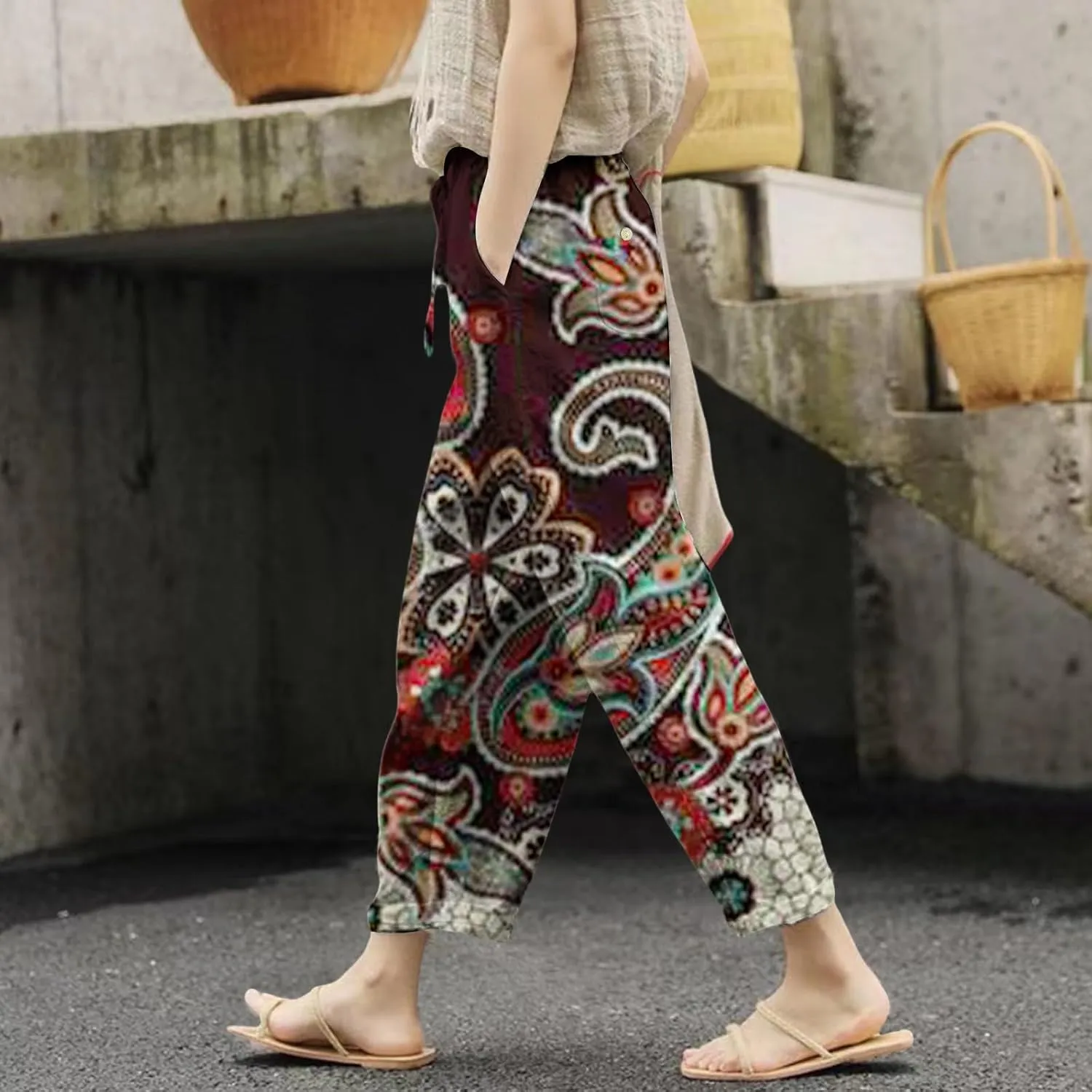 Workout Leggings for Women Casual Drawstring Pants Cotton Linen Pants Casual 2025 Women's Bottoms Womens Workout