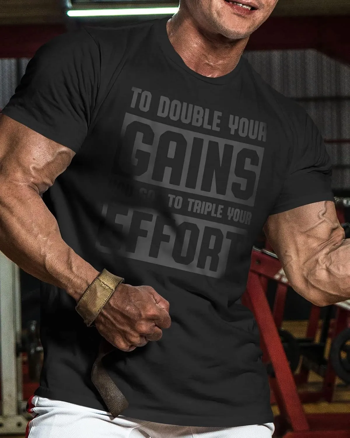 Workout Shirts for Men, to Double Your Gains Triple Your Effort Gym Shirt, Funny Lifting T-Shirt