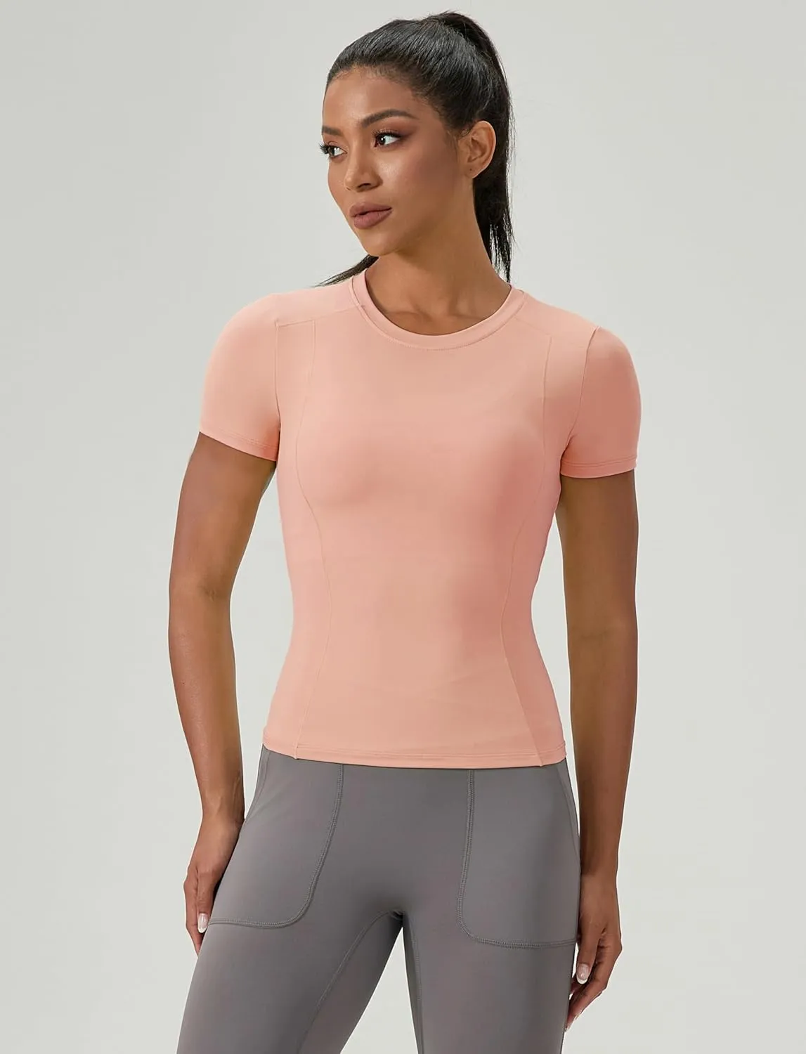 Workout Tops for Women Seamless Short Sleeve Athletic Shirts Cool Dry Gym Yoga T-Shirt Sports Tees