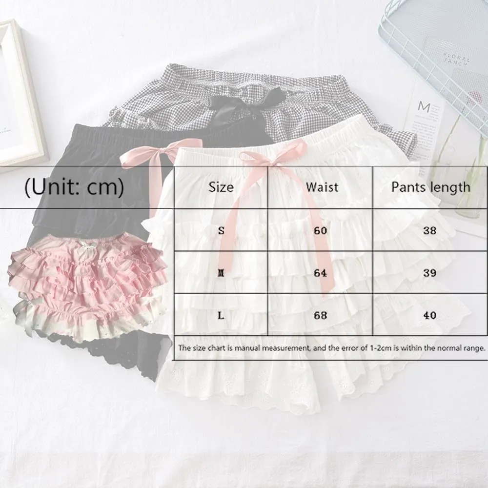 Y2k Lolita Bloomers Ruffle, Women Mini Cute Sweet Lace Layered Trim Bloomer, Women Lolita Bloomers, Pumpkin Shorts