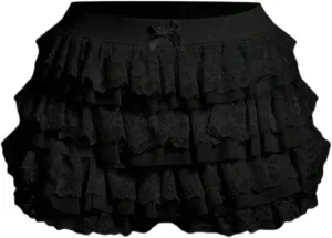 ZAFUL Women's Y2k Summer Shorts Mesh Lace Layered Ruffle Trim Skirts Cute Bow Waist Mini Skorts