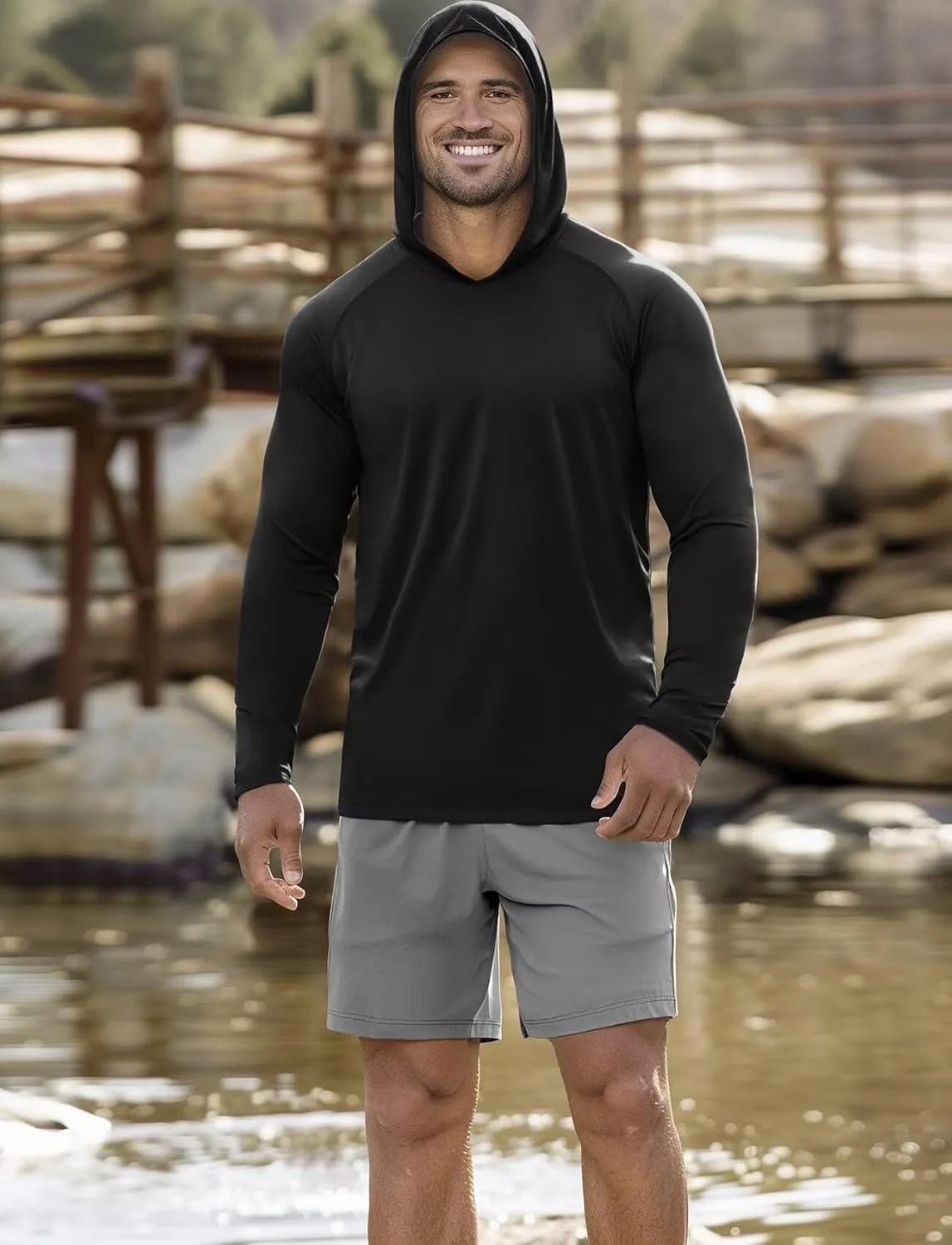 Zengjo Men's Lightweight Pullover Hoodie - Hooded Long Sleeve Workout Shirts