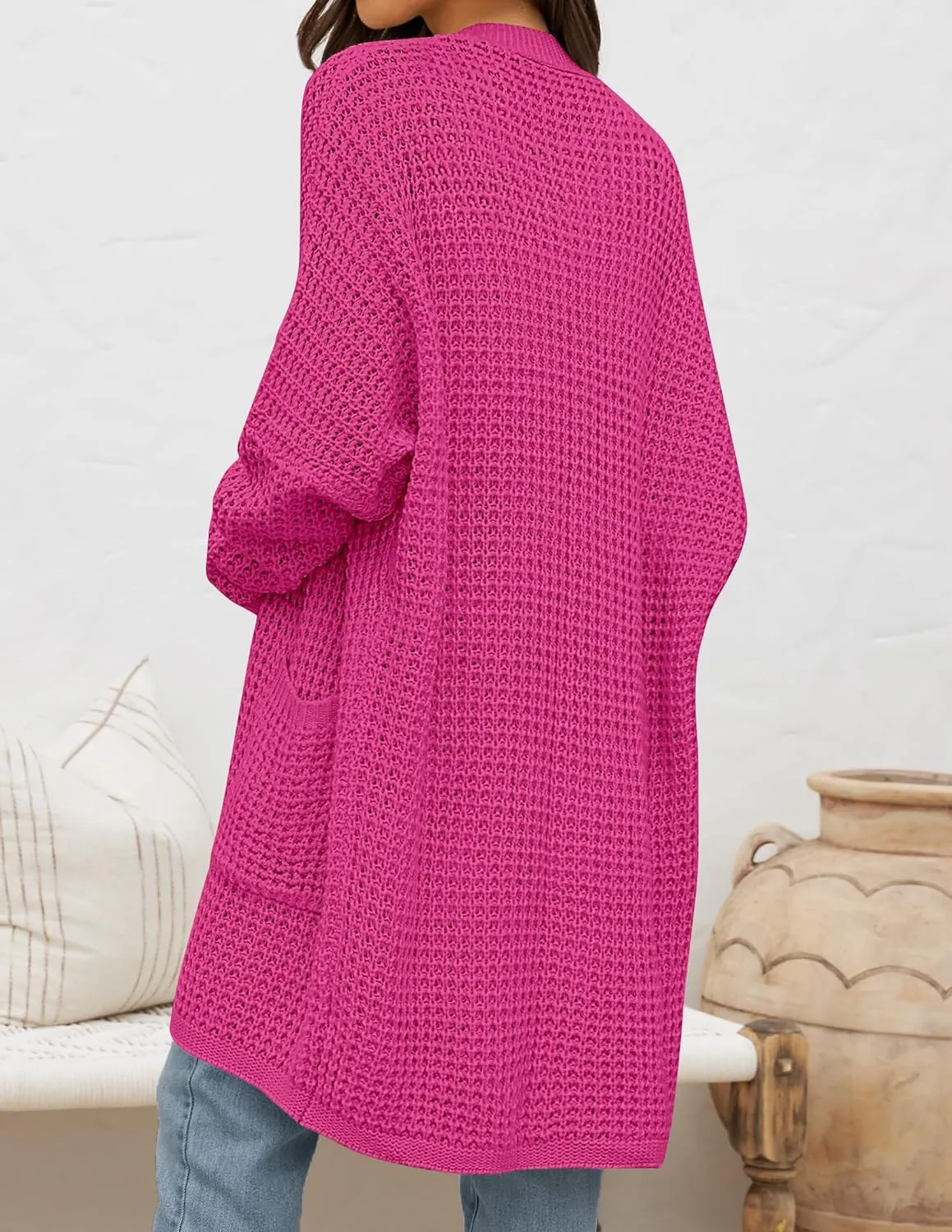 ZESICA Women's Fall Long Batwing Sleeve Open Front Chunky Knit Cardigan Sweater