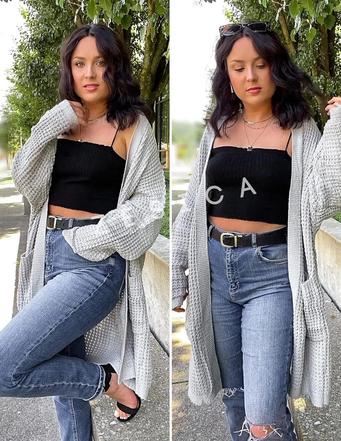 ZESICA Women's Fall Long Batwing Sleeve Open Front Chunky Knit Cardigan Sweater